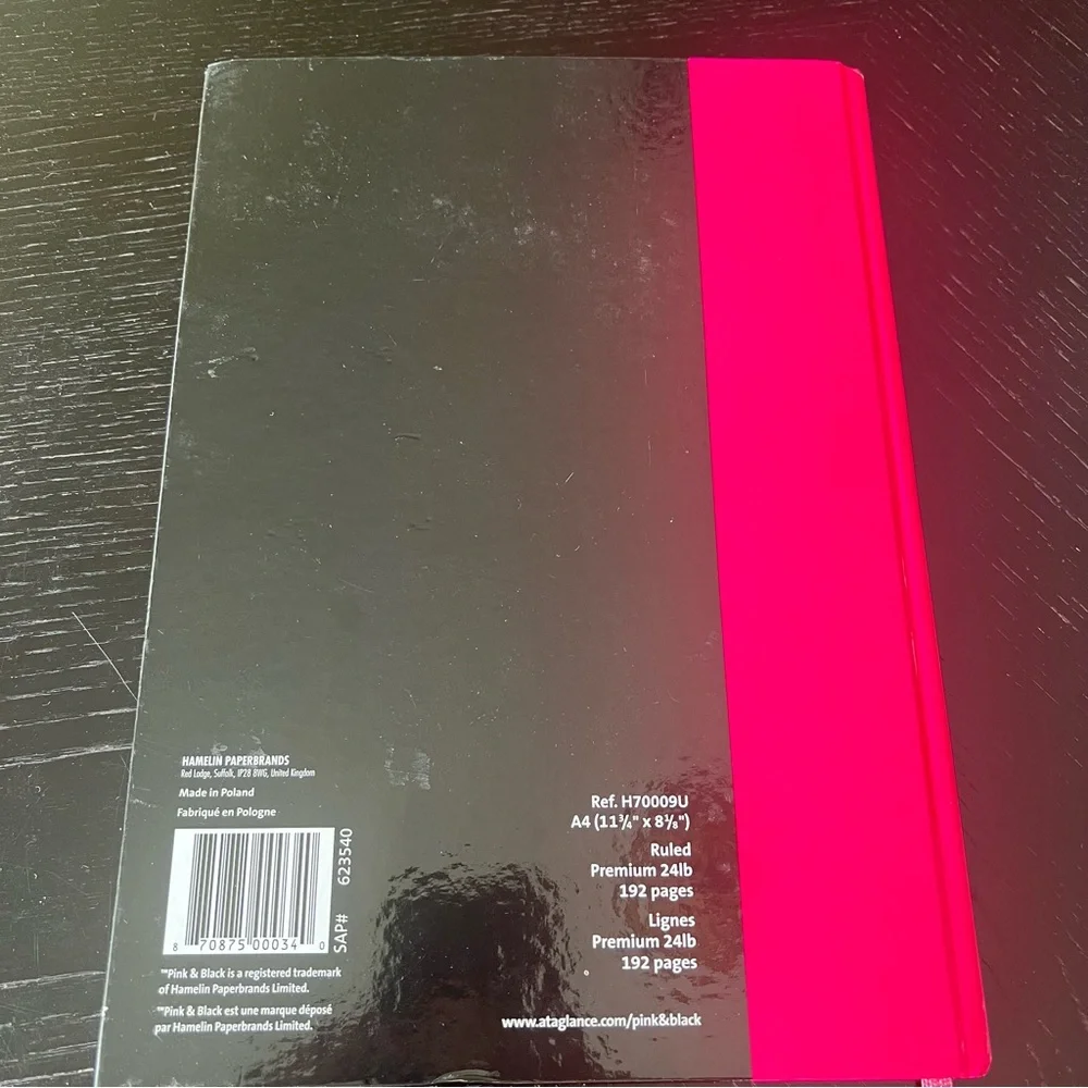 Pink and Black Office Notebook with Hardcover